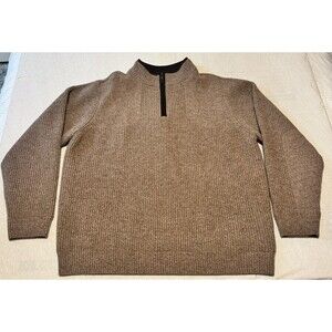 LL Bean Men’s Lamb’s Wool Waterfowl Sweater Brown Windstopper Gore-Tex Size XL